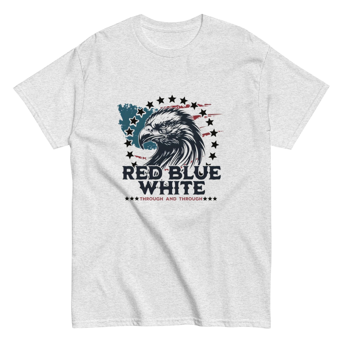 "RED BLUE WHITE THROUGH & THROUGH" BLACK VERS.- UNISEX T-SHIRT