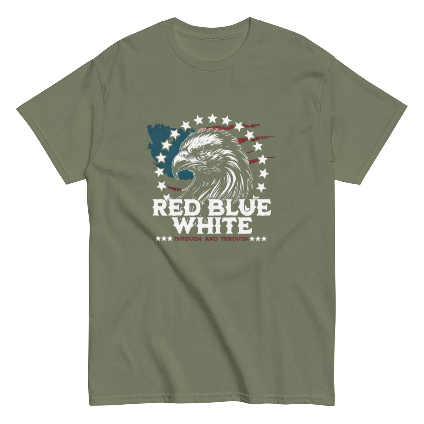 "RED BLUE WHITE THROUGH & THROUGH" WHITE VERS.- UNISEX T-SHIRT Regular