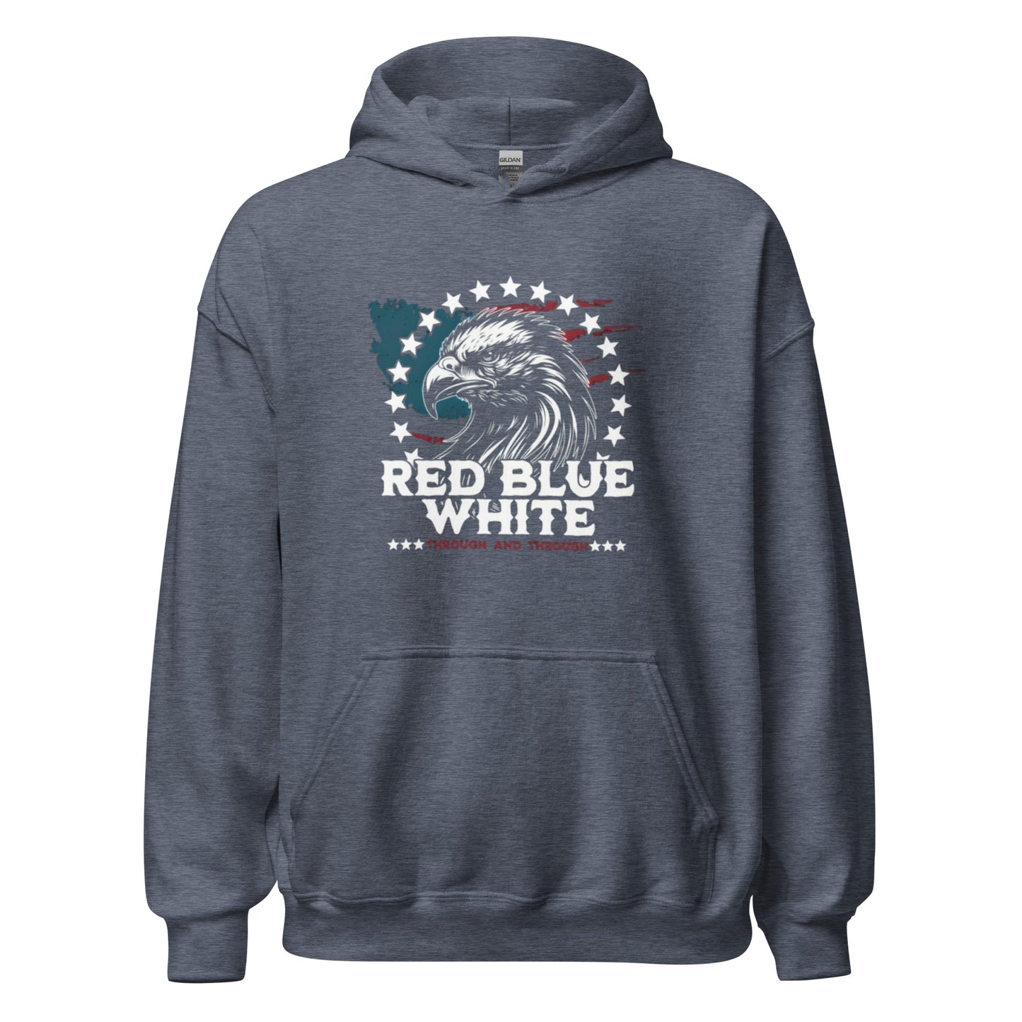 "RED BLUE WHITE THROUGH & THROUGH" WHITE VERS.- UNISEX HOODIE