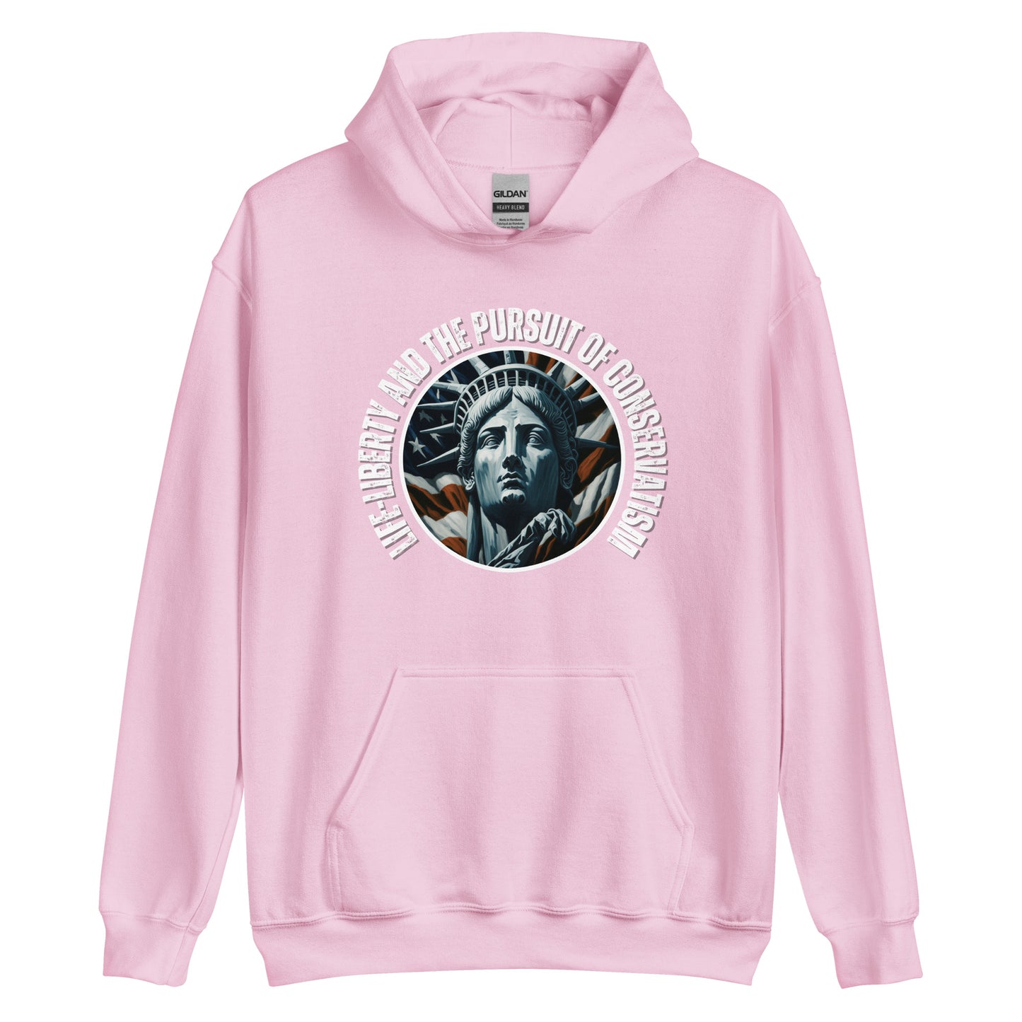 "LIFE-LIBERTY AND THE PURSUIT OF CONSERVATISM" WHITE VERS. -UNISEX HOODIE