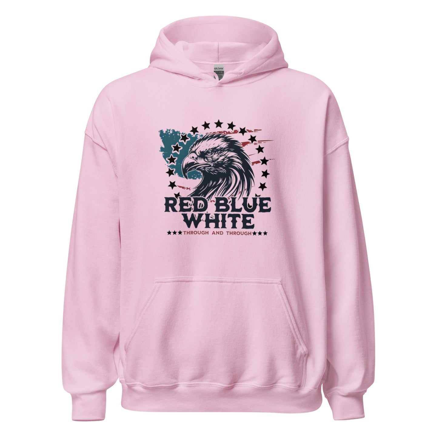 "RED BLUE WHITE THROUGH & THROUGH" BLACK VERS.- UNISEX HOODIE