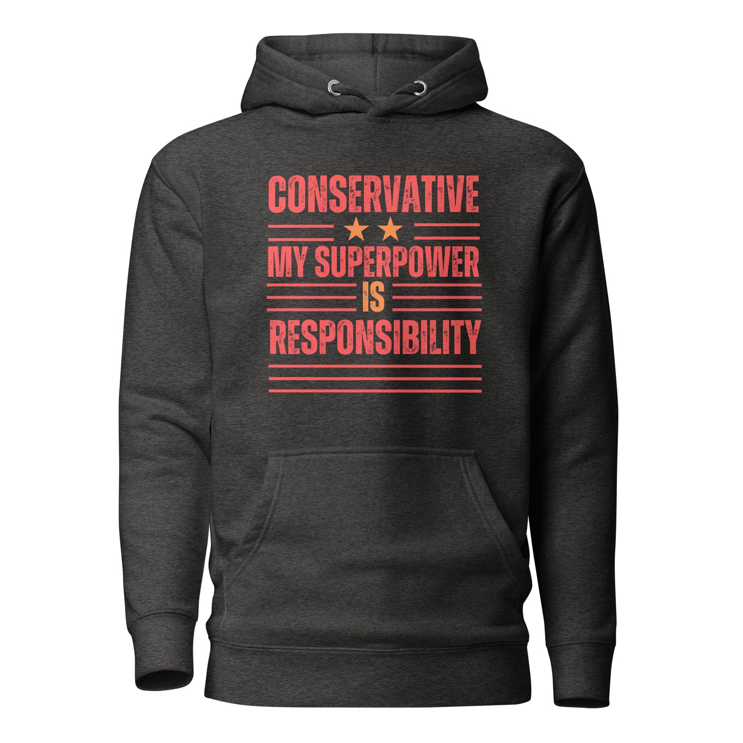 "CONSERVATIVE MY SUPERPPOWER IS RESPONSIBILITY" RED VERS. - UNISEX HOODIE