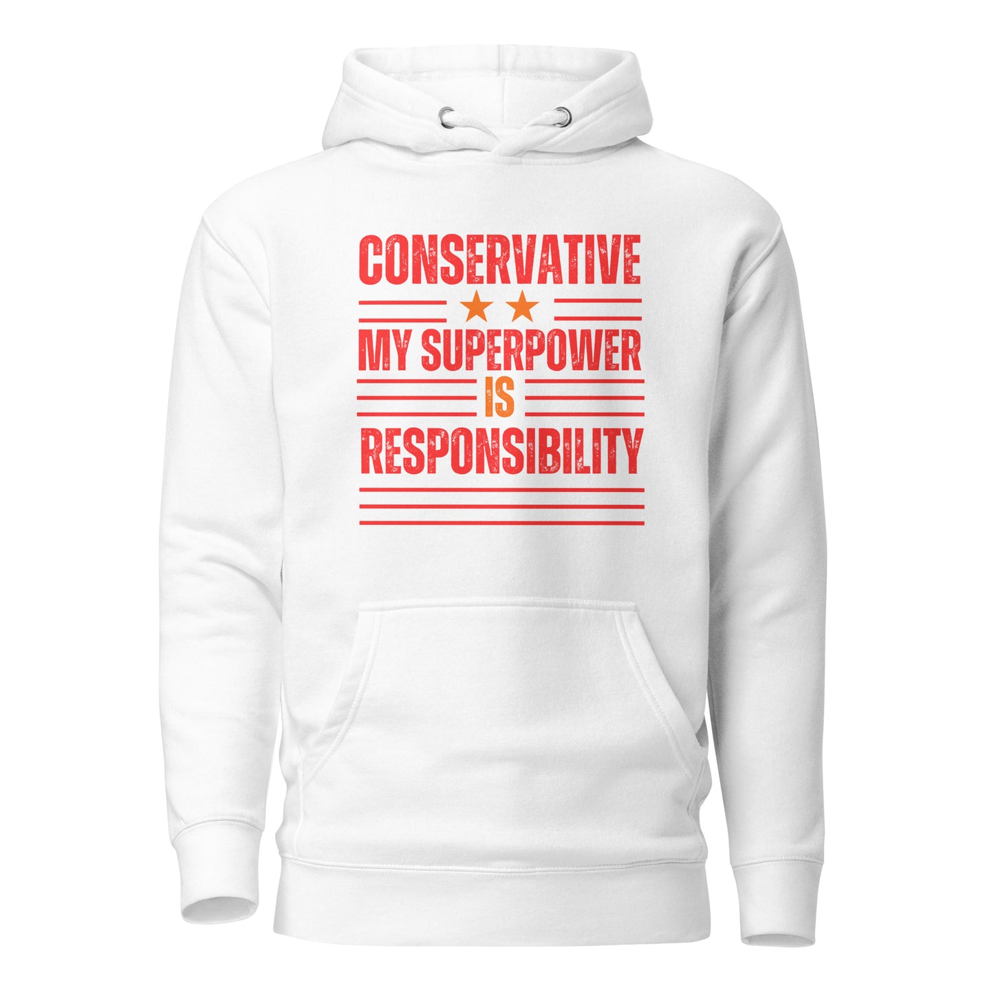 "CONSERVATIVE MY SUPERPPOWER IS RESPONSIBILITY" RED VERS. - UNISEX HOODIE