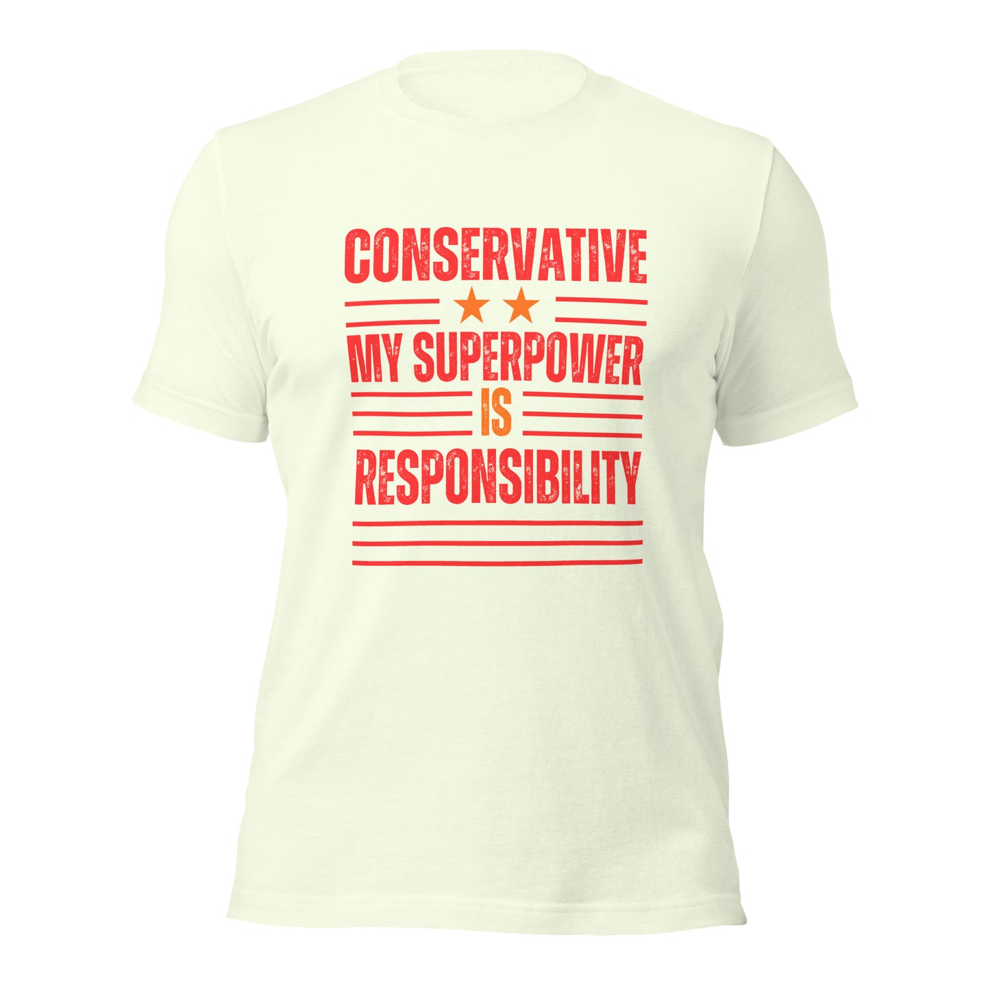 "CONSERVATIVE MY SUPERPPOWER IS RESPONSIBILITY" RED VERS. - UNISEX T-SHIRT