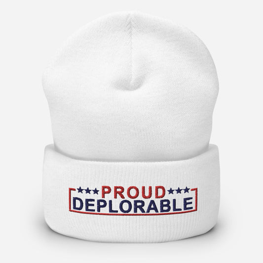 PROUD DEPLORABLE - BLUE & RED BEANIE