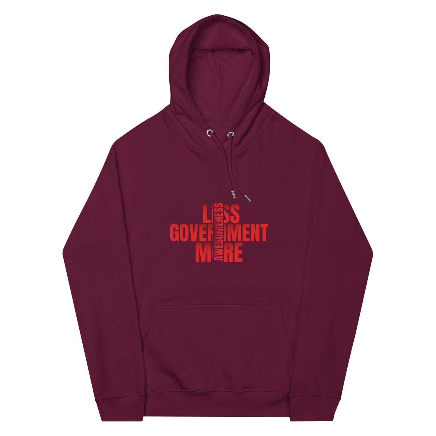 "LESS GOVERNMENT MORE AWESOMENESS". RED VERS. - UNISEX HODDIE