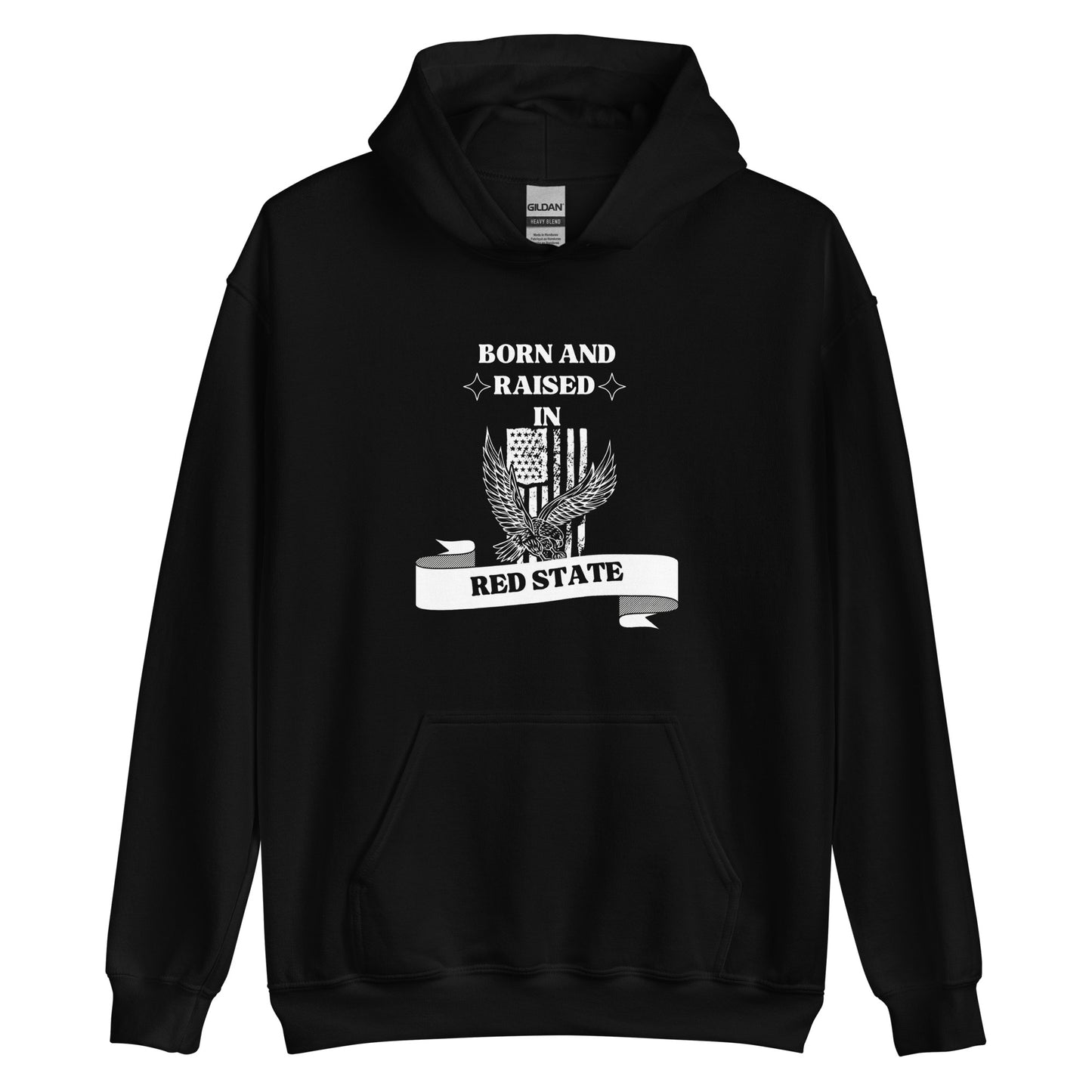 "BORN AND RAISED IN RED STATE" WHITE VERS. - UNISEX HOODIE