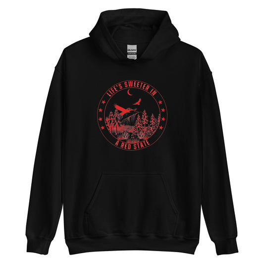 "LIFE'S SWEETER IN A RED STATE" RED VERS. - UNISEX HOODIE