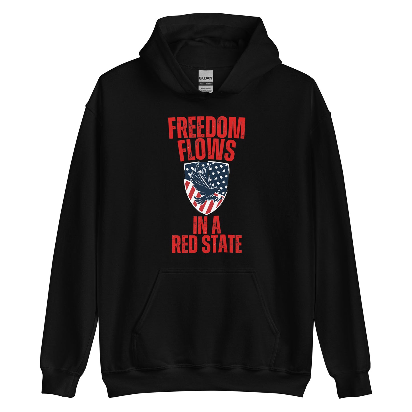 "FREEDOM FLOWS IN A RED STATE" RED VERS. - UNISEX HOODIE