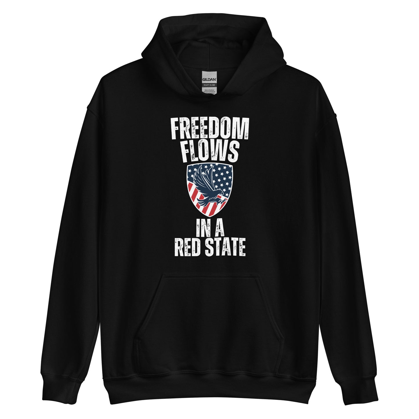 "FREEDOM FLOWS IN A RED STATE" WHITE VERS. - UNISEX HOODIE