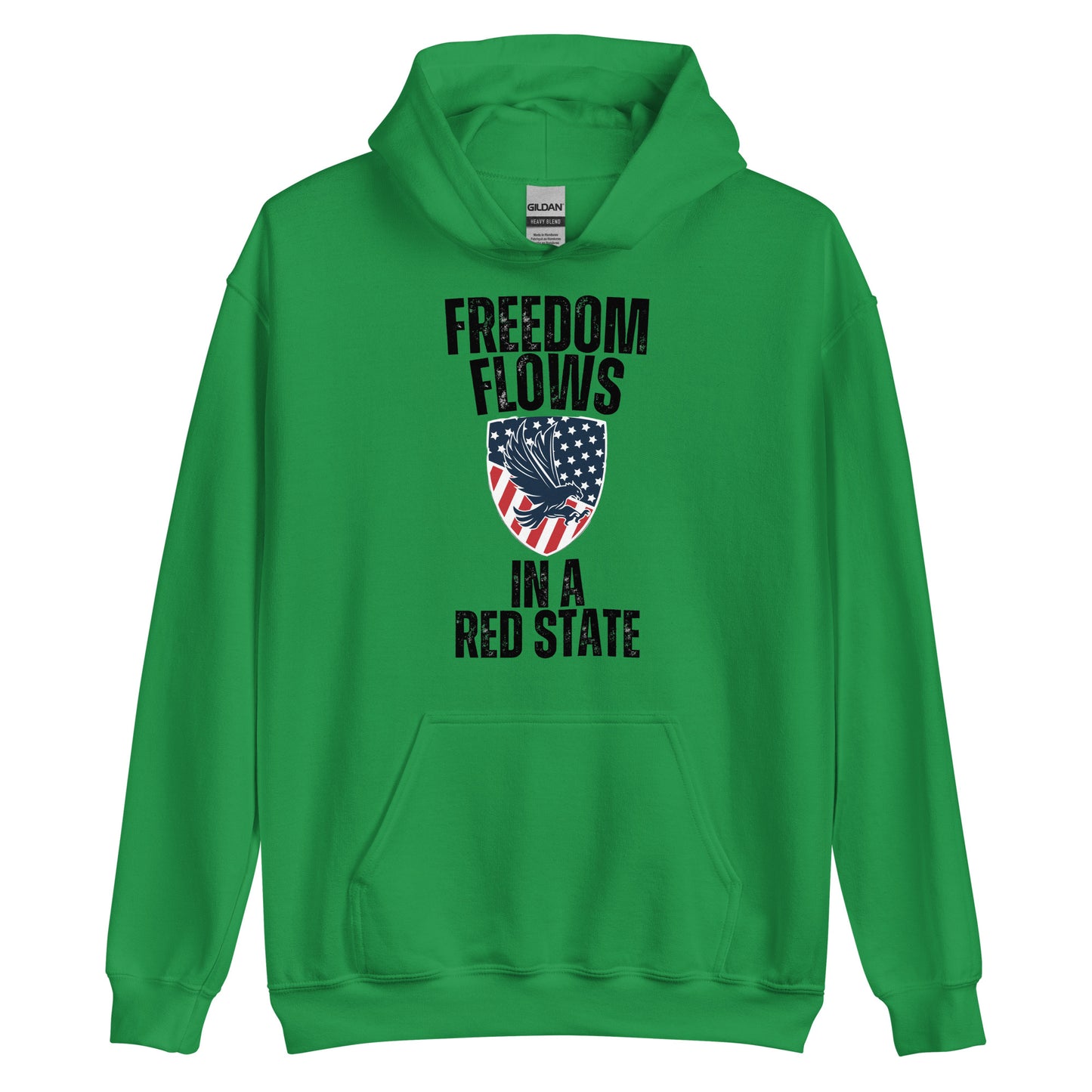 "FREEDOM FLOWS IN A RED STATE" BLACK VERS. - UNISEX HOODIE