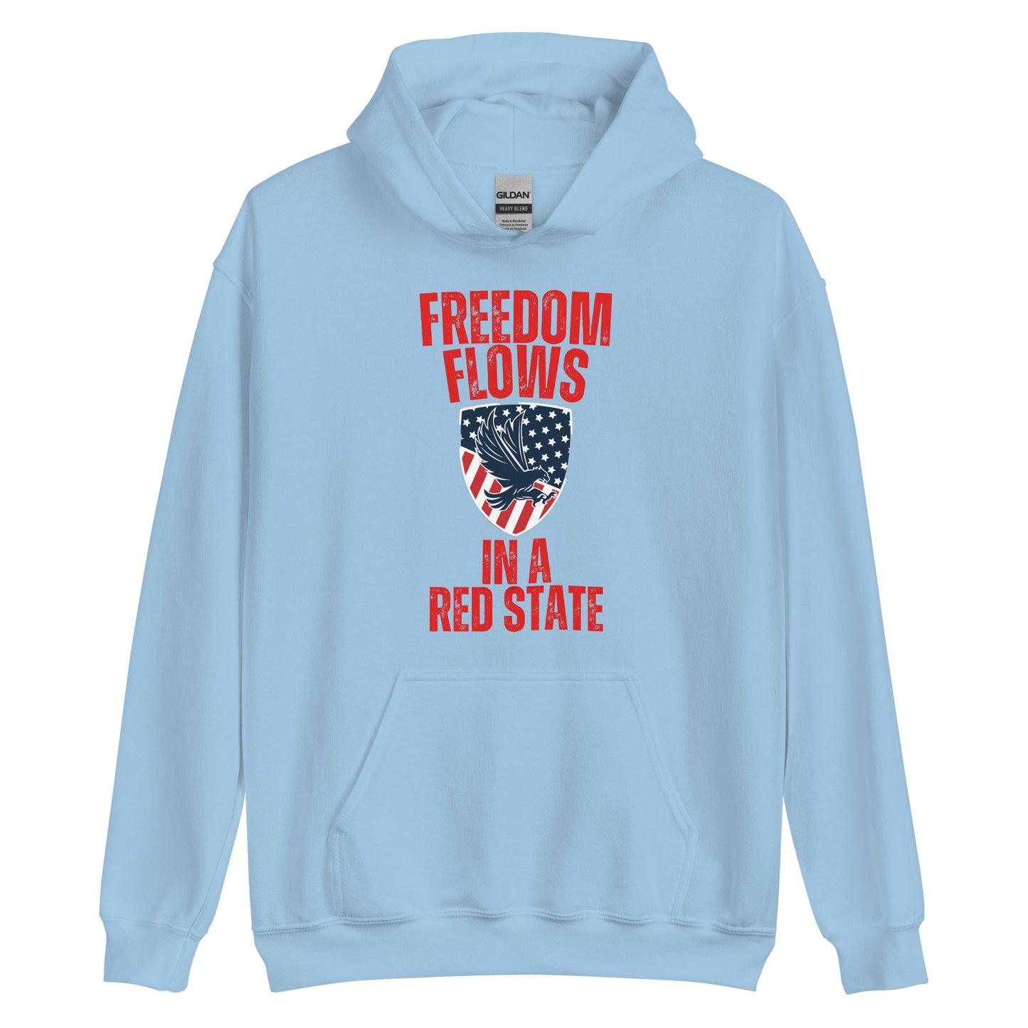 "FREEDOM FLOWS IN A RED STATE" RED VERS. - UNISEX HOODIE