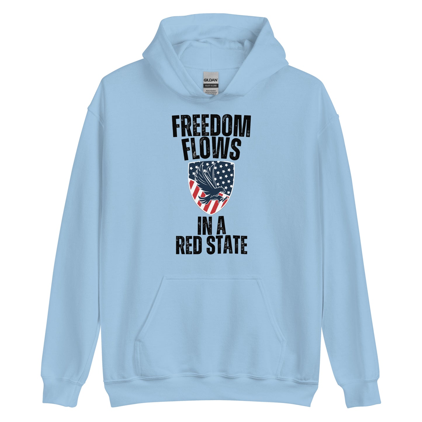 "FREEDOM FLOWS IN A RED STATE" BLACK VERS. - UNISEX HOODIE