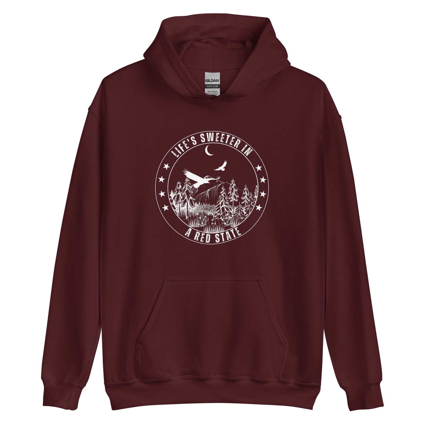 "LIFE'S SWEETER IN A RED STATE" WHITE VERS. - UNISEX HOODIE