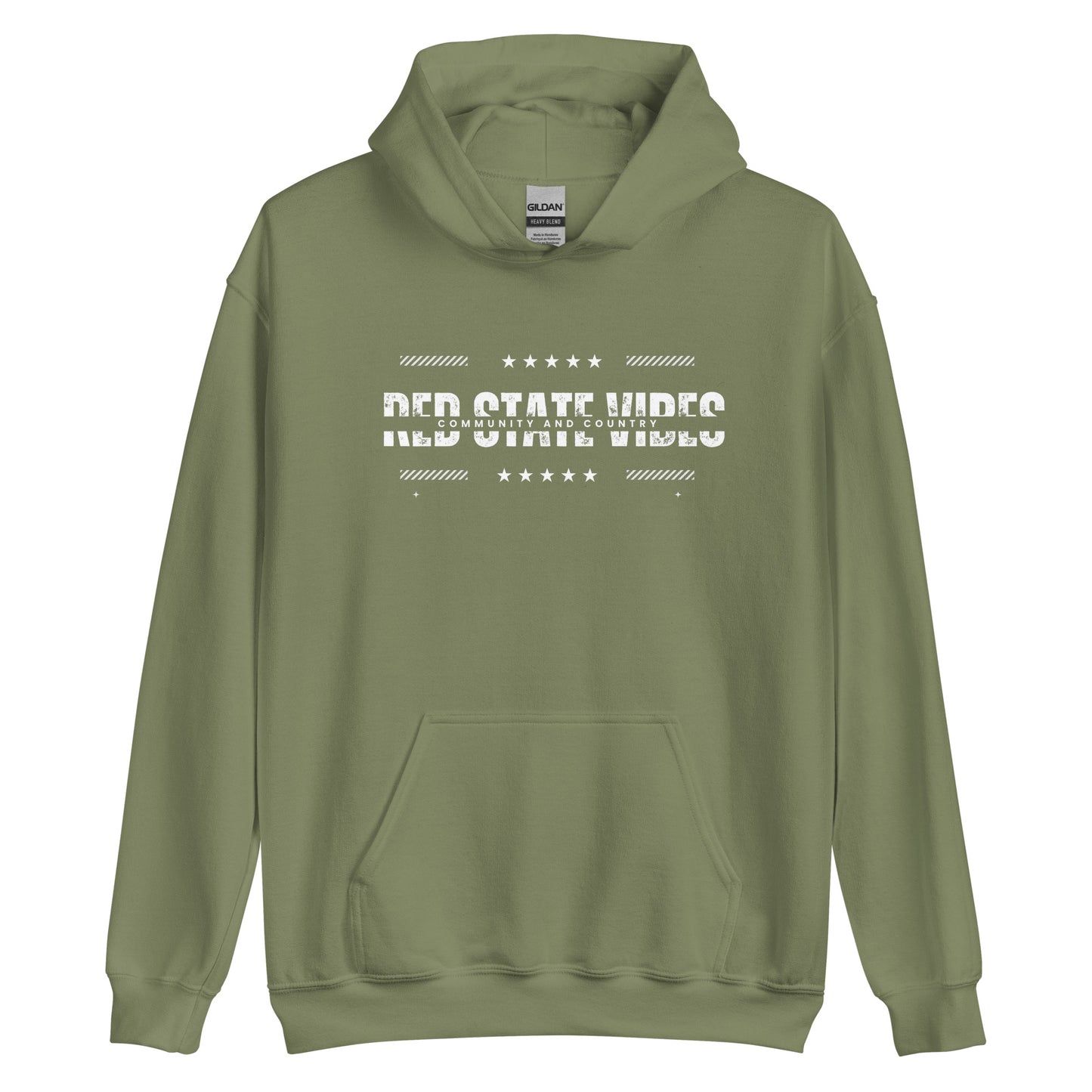 "RED STATE VIBES COMMUNITY AND COUNTRY" WHITE VERS. - UNISEX HOODIE