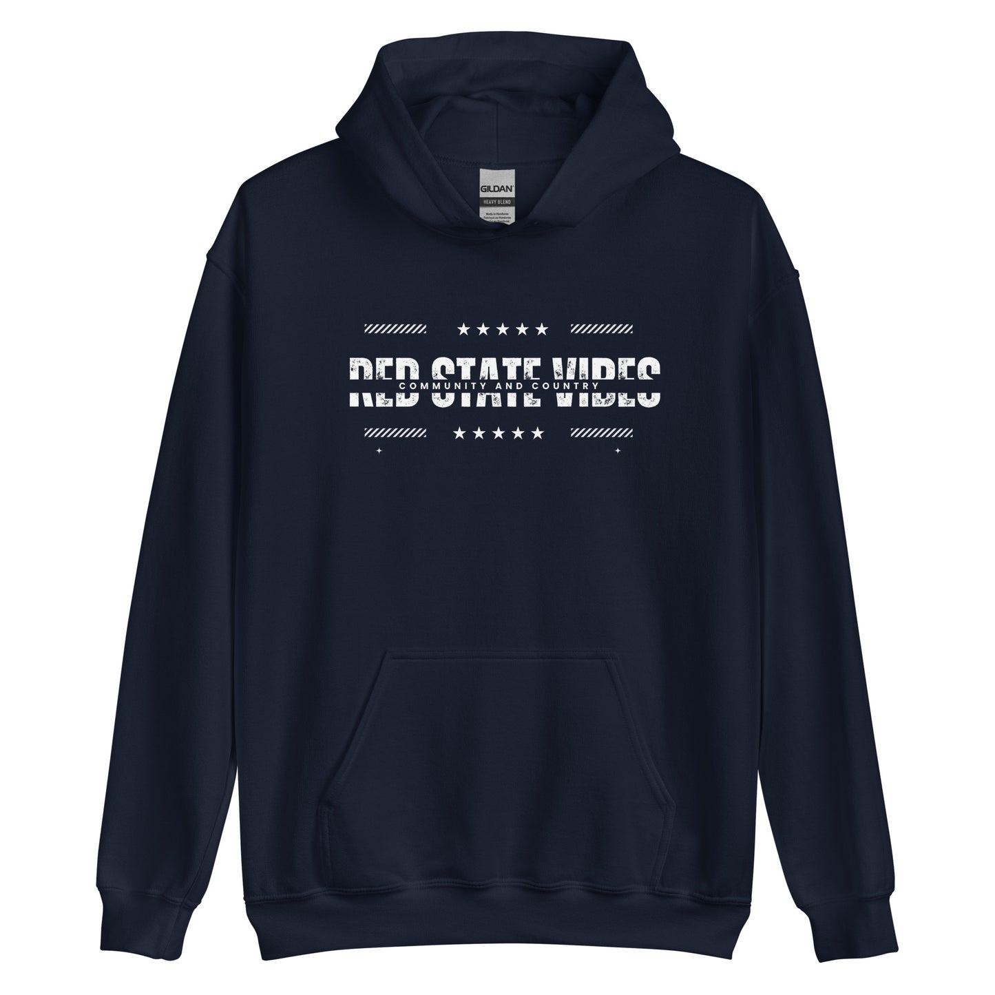 "RED STATE VIBES COMMUNITY AND COUNTRY" WHITE VERS. - UNISEX HOODIE