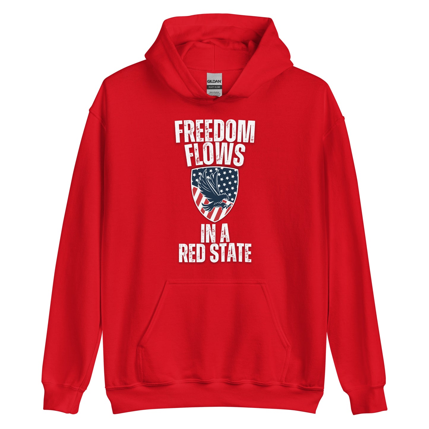 "FREEDOM FLOWS IN A RED STATE" WHITE VERS. - UNISEX HOODIE