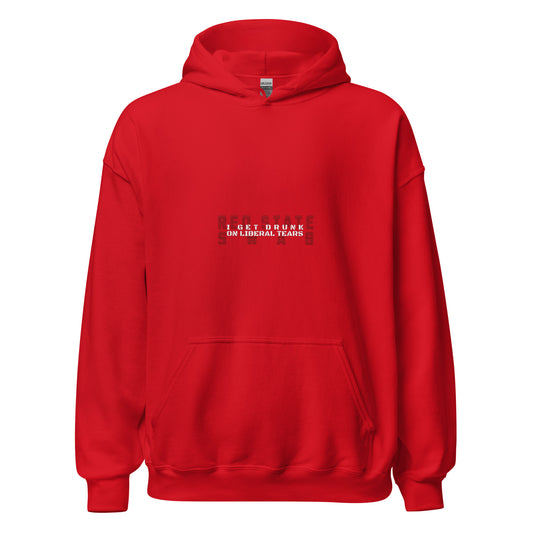 "I GET DRUNK ON LIBERAL TEARS" RED VERS.- UNISEX HOODIE