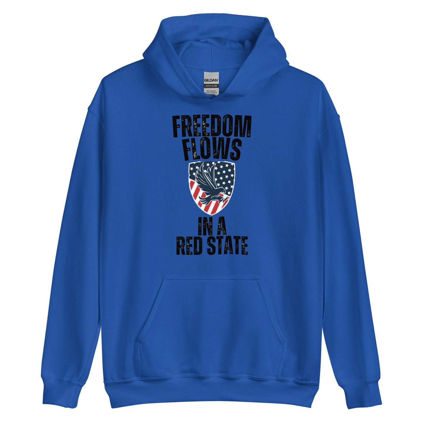 "FREEDOM FLOWS IN A RED STATE" BLACK VERS. - UNISEX HOODIE