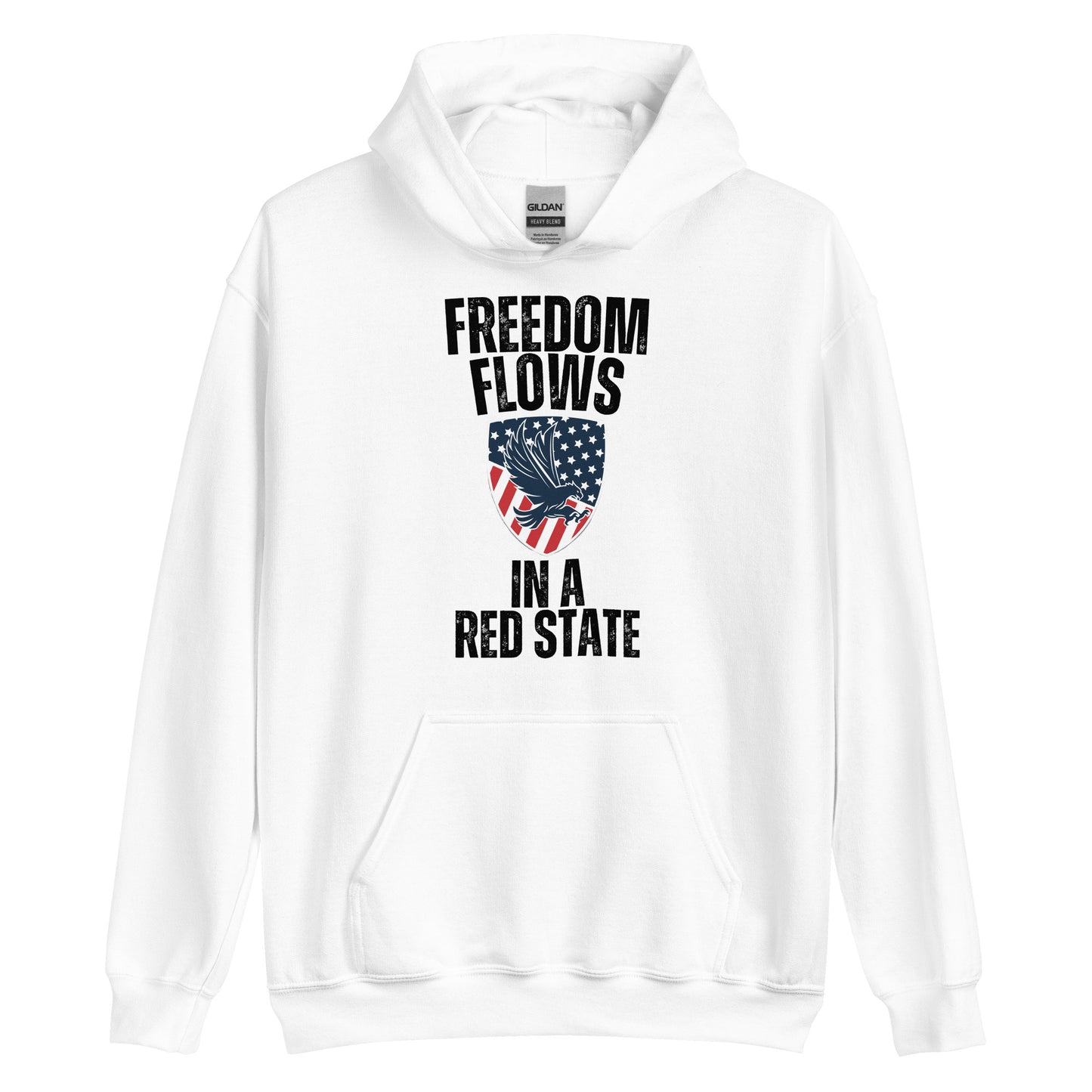 "FREEDOM FLOWS IN A RED STATE" BLACK VERS. - UNISEX HOODIE