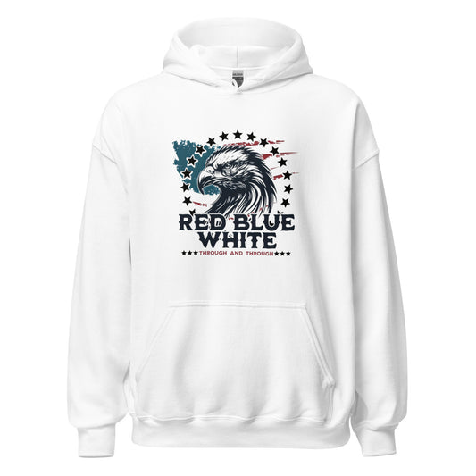 "RED BLUE WHITE THROUGH & THROUGH" BLACK VERS.- UNISEX HOODIE