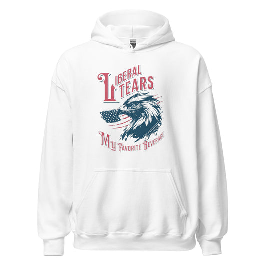 "LIBERAL TEARS MY FAVOURITE BEVERAGE" RED VERS.- UNISEX HOODIE