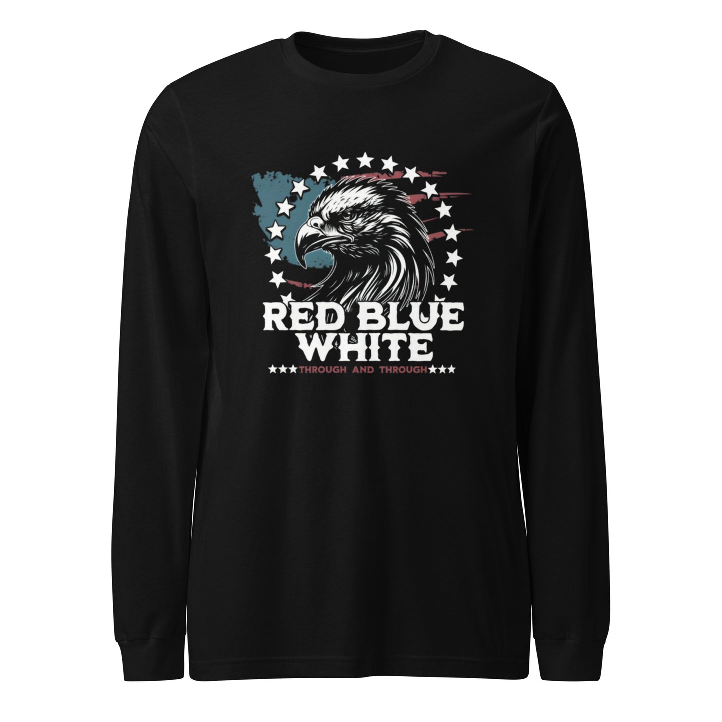 "RED BLUE WHITE THROUGH & THROUGH" WHITE VERS.- UNISEX LONG SLEEVE TEE