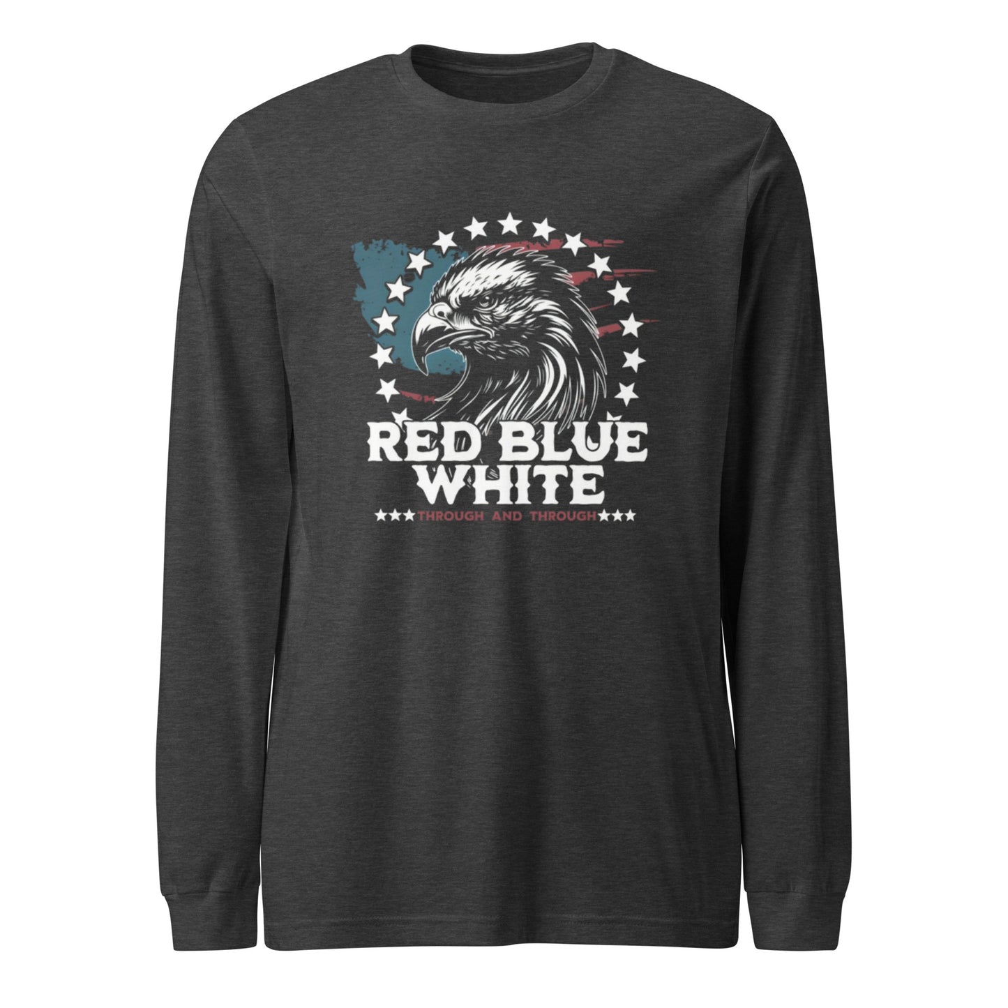 "RED BLUE WHITE THROUGH & THROUGH" WHITE VERS.- UNISEX LONG SLEEVE TEE