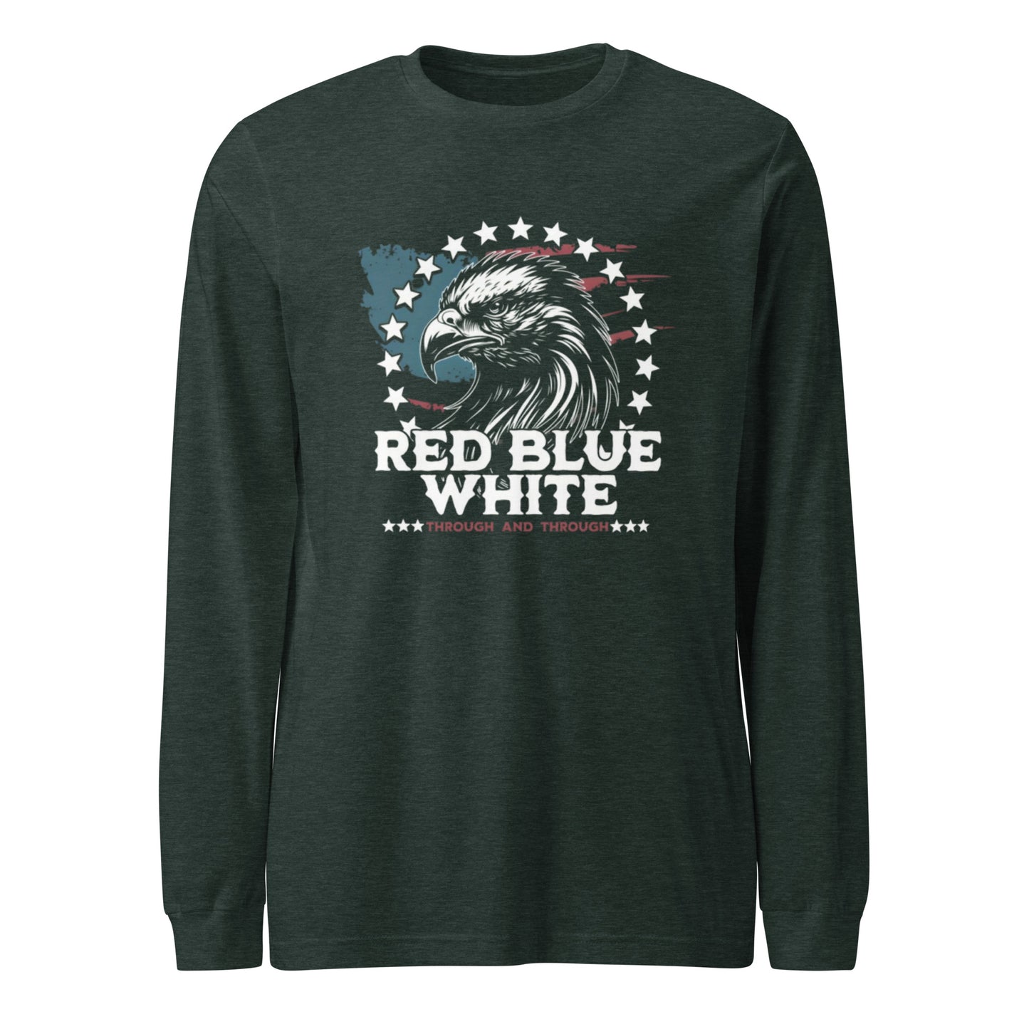 "RED BLUE WHITE THROUGH & THROUGH" WHITE VERS.- UNISEX LONG SLEEVE TEE