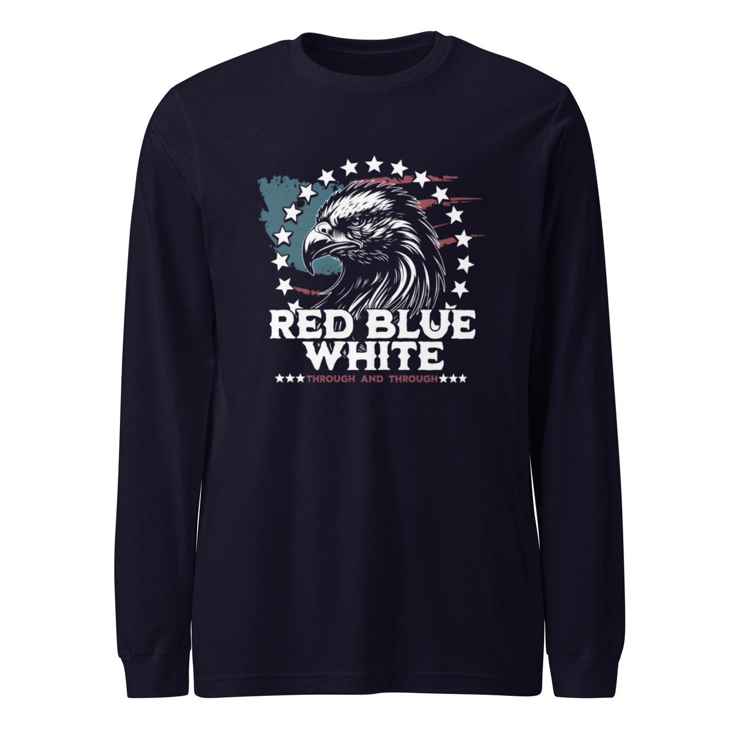 "RED BLUE WHITE THROUGH & THROUGH" WHITE VERS.- UNISEX LONG SLEEVE TEE