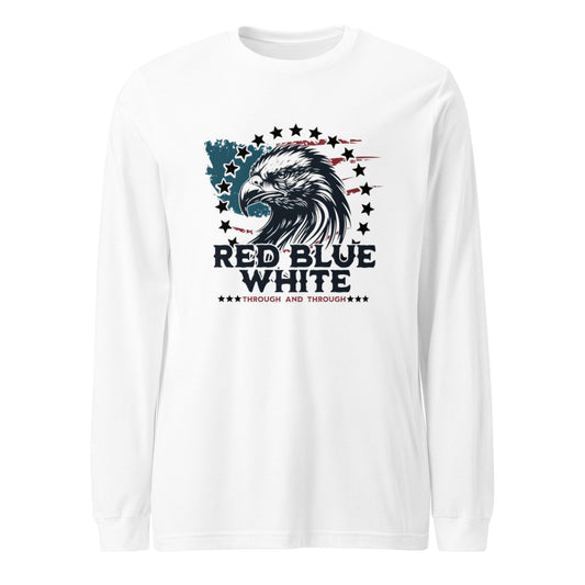 "RED BLUE WHITE THROUGH & THROUGH" BLACK VERS.- UNISEX LONG SLEEVE TEE