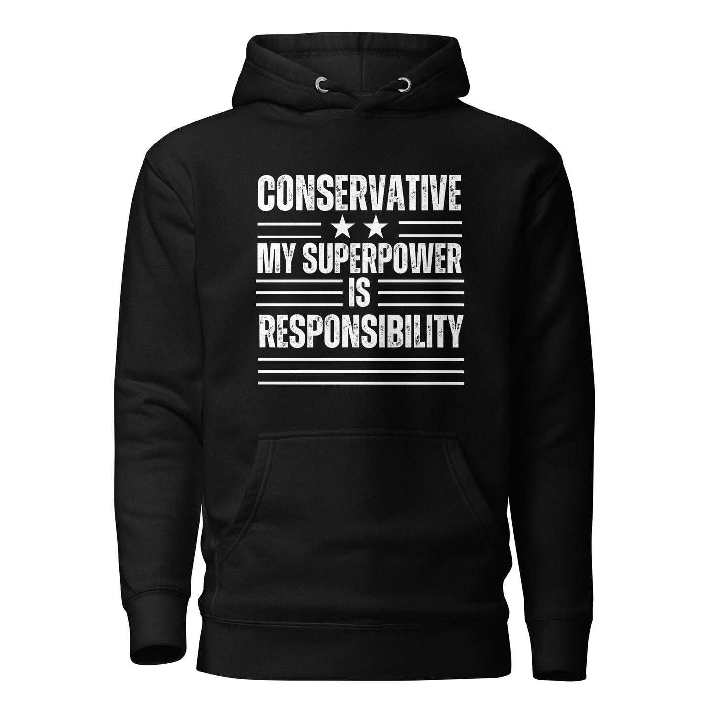 "CONSERVATIVE MY SUPERPPOWER IS  RESPONSIBILITY" WHITE VERS. - UNISEX HOODIE