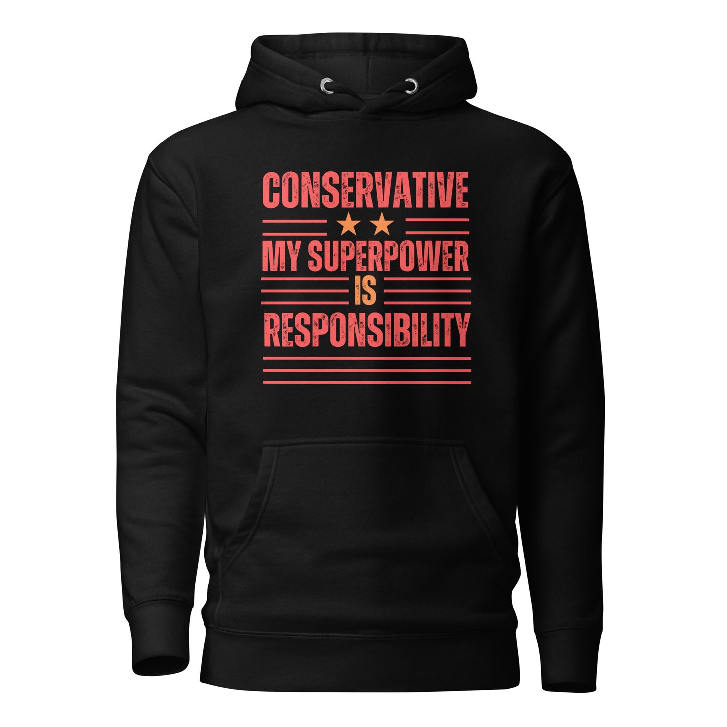 "CONSERVATIVE MY SUPERPPOWER IS  RESPONSIBILITY" RED VERS. - UNISEX HOODIE