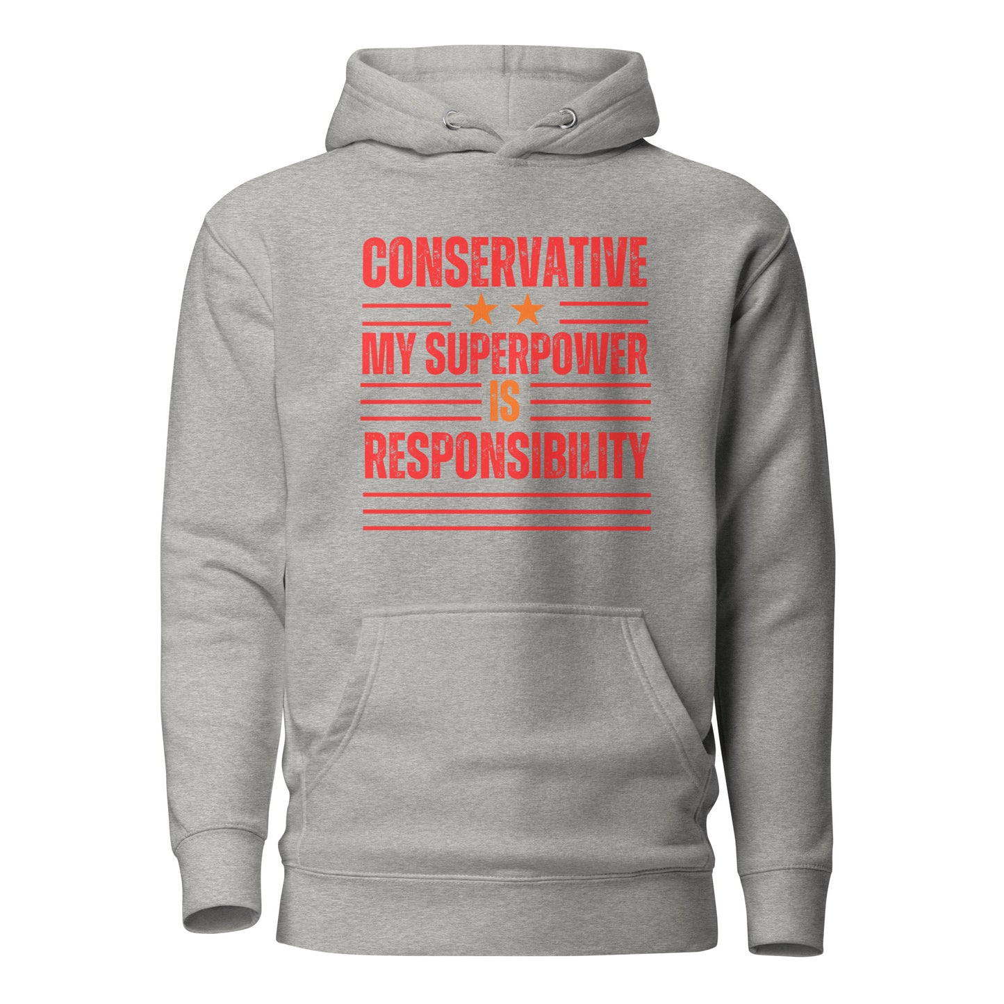 "CONSERVATIVE MY SUPERPPOWER IS  RESPONSIBILITY" RED VERS. - UNISEX HOODIE