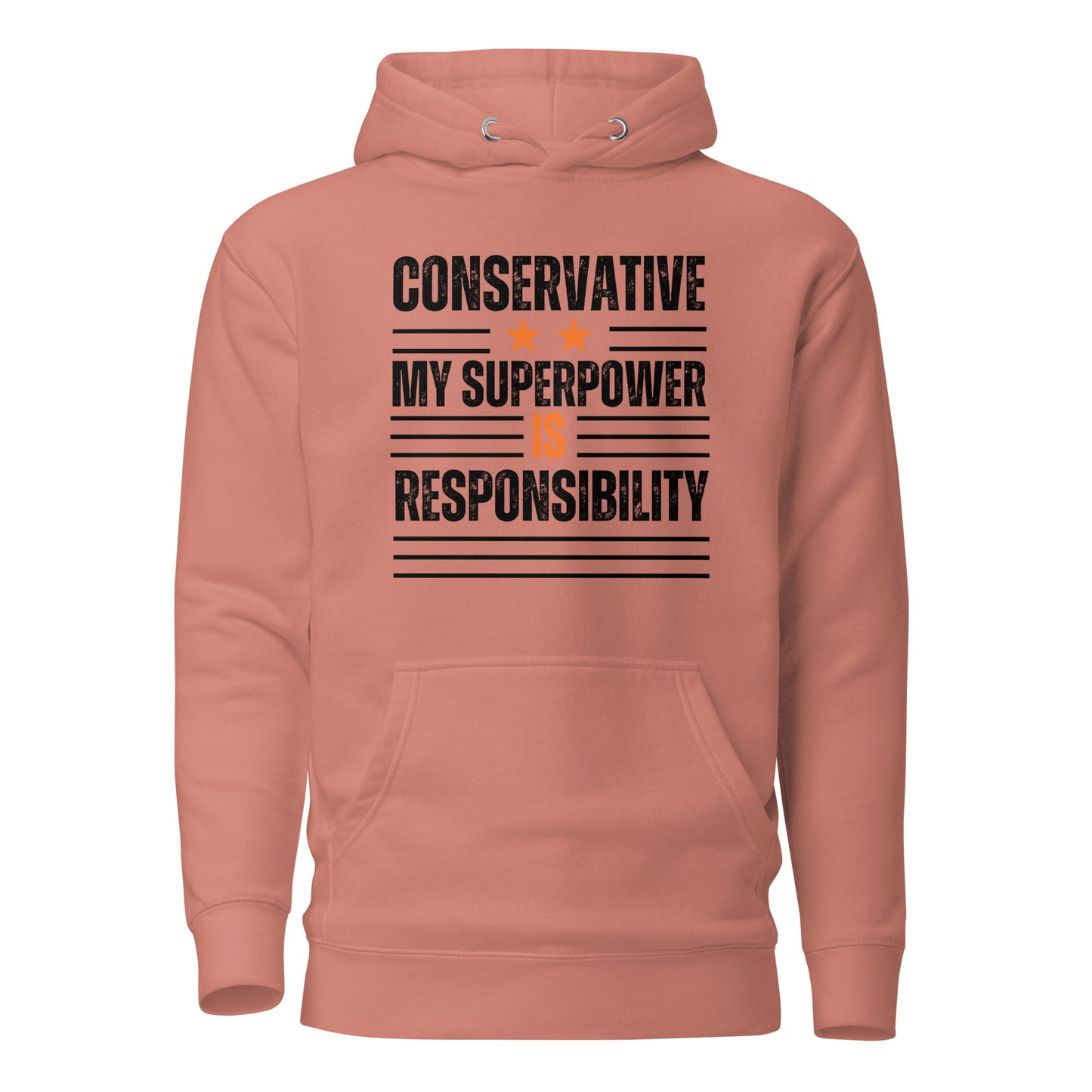 "CONSERVATIVE MY SUPERPPOWER IS  RESPONSIBILITY" BLACK VERS. - UNISEX HOODIE