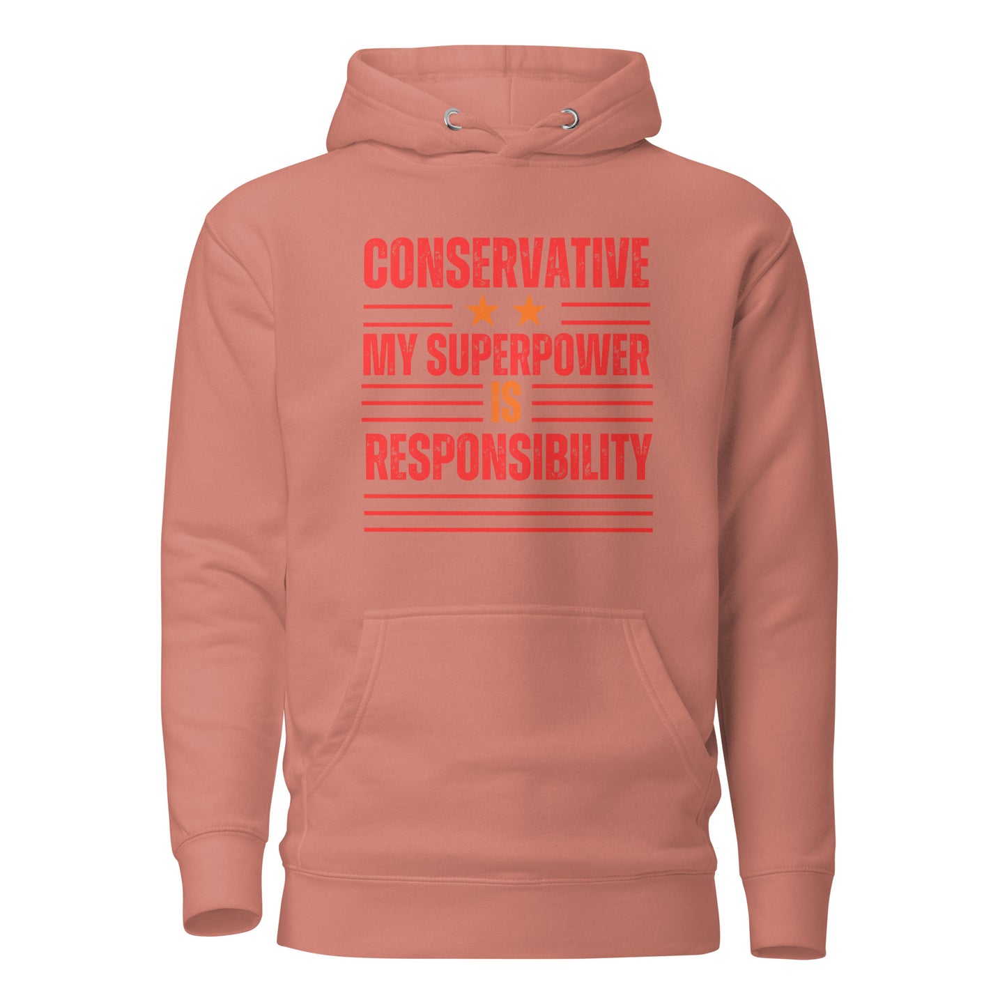 "CONSERVATIVE MY SUPERPPOWER IS  RESPONSIBILITY" RED VERS. - UNISEX HOODIE