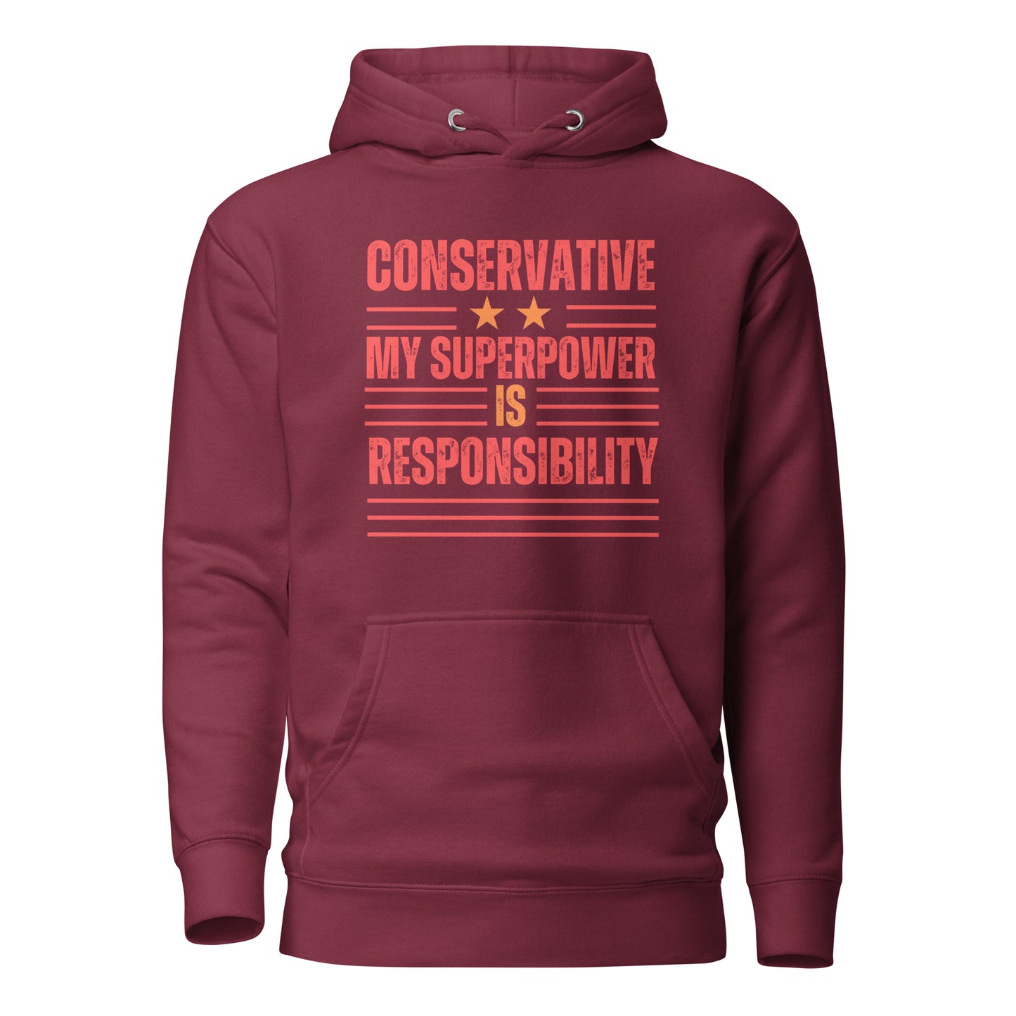 "CONSERVATIVE MY SUPERPPOWER IS  RESPONSIBILITY" RED VERS. - UNISEX HOODIE