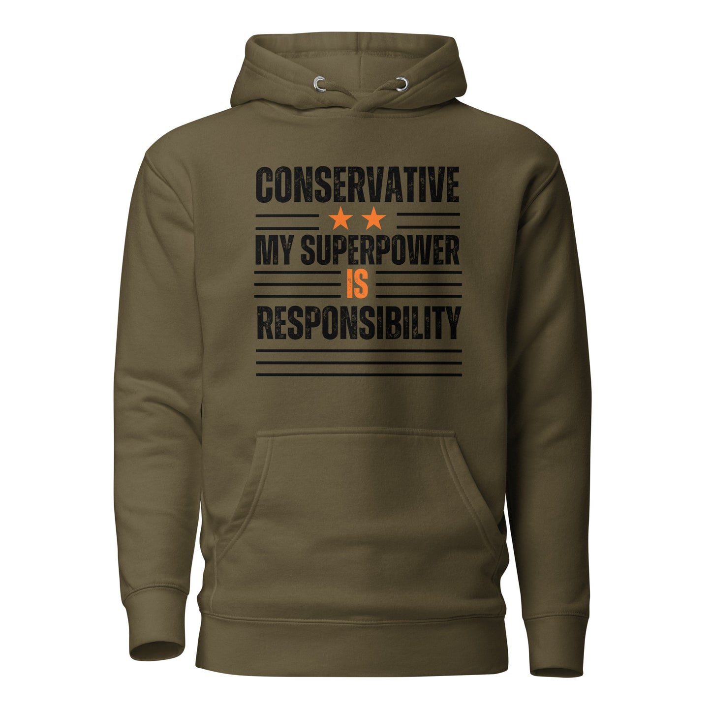 "CONSERVATIVE MY SUPERPPOWER IS  RESPONSIBILITY" BLACK VERS. - UNISEX HOODIE