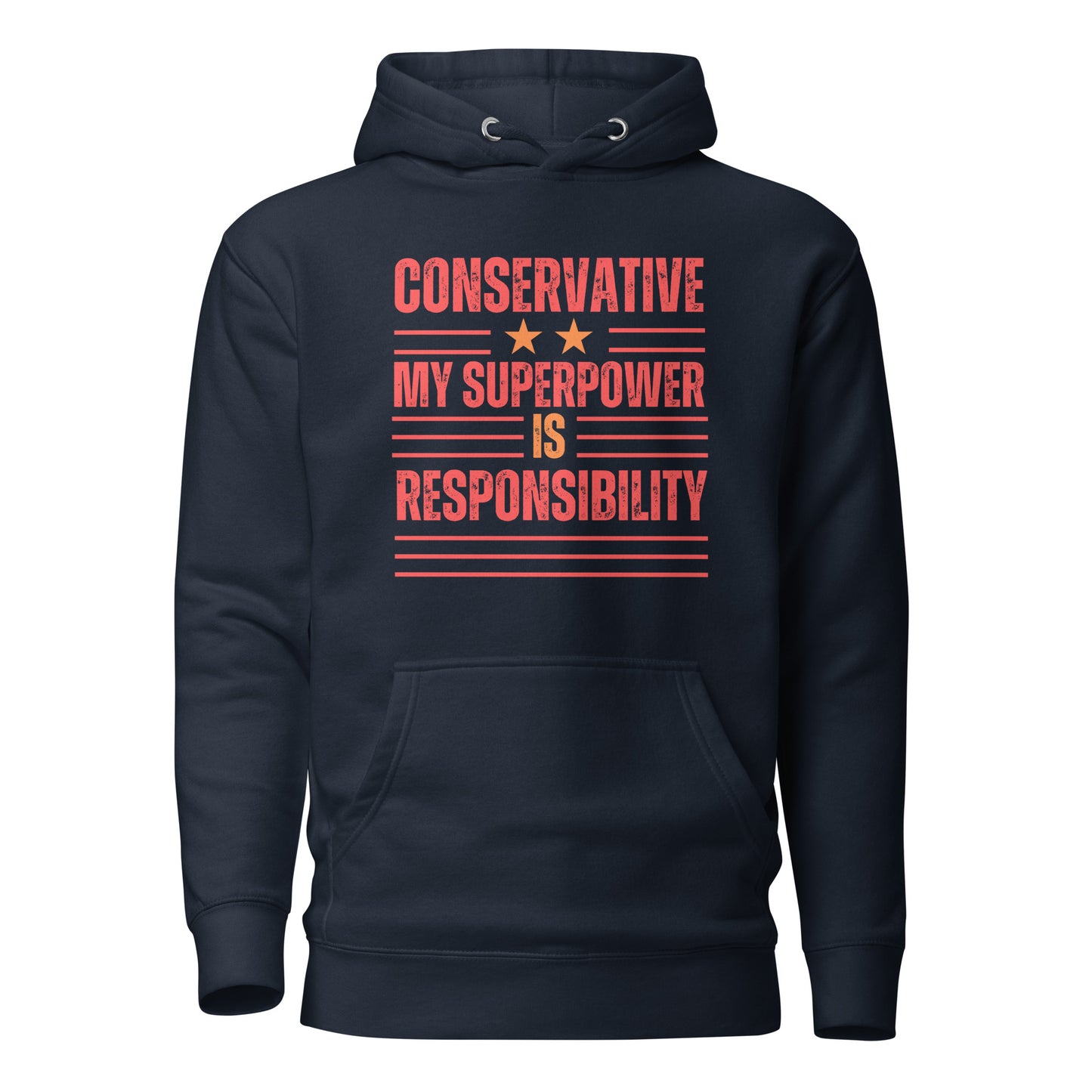 "CONSERVATIVE MY SUPERPPOWER IS  RESPONSIBILITY" RED VERS. - UNISEX HOODIE